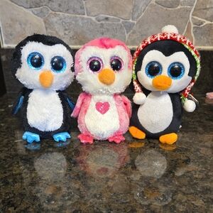 Ty Beanie Boos 3 Plush Penguins